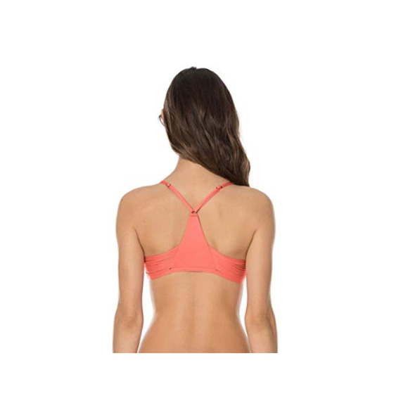 Isabella Rose Solids Multi-String Racerback Bralette Bikini Coral Size L - Picture 2 of 2